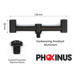 Phoxinus 2 Mini Buzz Bars, Black, 13cm. Suitable for rod pods, bank sticks, rod rests, butt rests etc. Buzzer bars. Carp, course, match fishing equipment, accessories, gear rest.