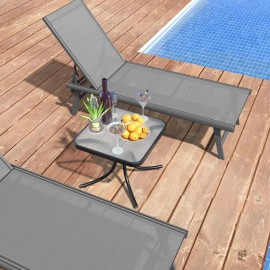 Black Tempered Glass Top Patio Table with Heavy-Duty Metal Frame for Garden Poolside-Outdoor Tablescolor: Black Color