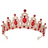 Aimilcall Gold red Wedding Crystal Tiaras and Crowns for Women,