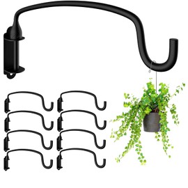 Garkup Heavy Duty Hanging Plant Bracket Wall Mounted Hooks for Hanging Bird Feeder, Flower Bracket, Anti Rust Metal Lanterns 12 Inches (12 in 8P)