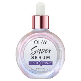 Olay Super Serum Night Repair 5-in-1 Lightweight Skin Cell Renewing Face Serum, 1.0 fl oz Wrinkle Correcting Skin Care Treatment with Salicylic Acid, Niacinamide, Lactic Acid, Glycerin, Peptide
