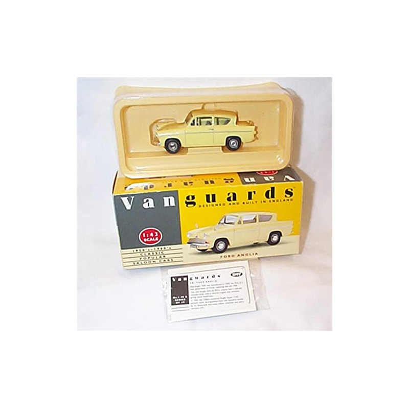 corgi vanguards ford anglia yellow car 1.43 scale limited edition