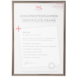 walther Design Picture Frame Steel 21 x 29,7 cm (DIN A4) with Art Glass 3-Pack, New Lifestyle Plastic Frame KVX130D3