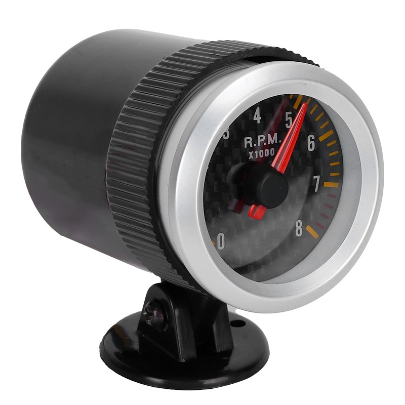 Tachometer 52mm/2.05in 0‑8000 RPM Carbon Fiber Panel Pointer 12V Universal