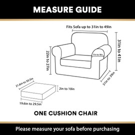 PrinceDeco Velvet Plush Couch Cover Stretch 2 Piece Chair Cover Chair Slipcover Washable Furniture Protector Couch Soft with Elastic Bottom Armchair Cover Width Up to 49 Inch(Small, Rust)