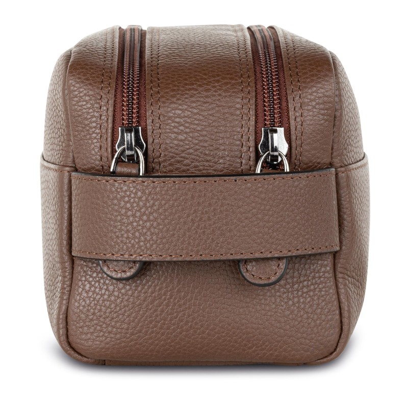 VON HEESEN Toiletry Bag for Men and Women, dark brown,
