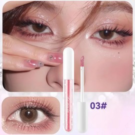 LingNiShi 03# Liquid Eyeshadow, Glittering Liquid Eye Shadow, Highly Coloring, Long Lasting, Difficult to Fall Off, Quick Drying, Suitable for All Types of Natural and Cosplay, Great Gift