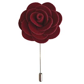 Dark Red Velvet Handmade Flower/Rose Lapel Pin, Blazer, Jacket, Buttonhole, Corsage, Boutonniere,
