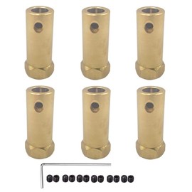 6 x Hex Coupling 7 mm Bore Motor Hex Brass Shaft Coupling Flexible Connector for DC Motor Shaft, Robot, Model Car Tyre Shaft