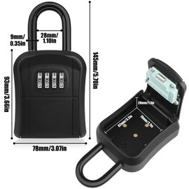 Key Lock Box, [New Version] Diyife Lock Box for House Key, Portable Lockbox for Keys, 4 Digit Combination Key Safe Storage, Waterproof Key Lock Box Wall Mounted for Outdoor Home Garage Office, Black