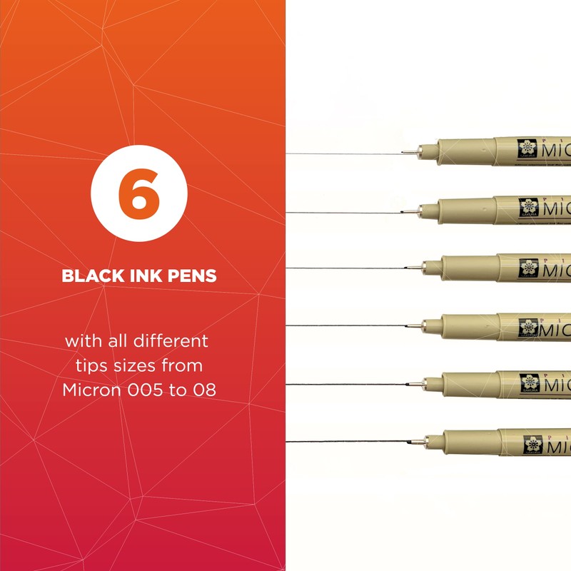 SAKURA Pigma Micron Fineliner Pens - Archival Black Ink Pens