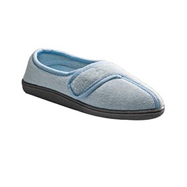 Women’s Adaptive Adjustable Soft Terry Cloth Slippers for Seniors - Blue LGE