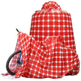 Teling 2 Pcs 80 x 60 in Jumbo Bike Gift Bags Christmas Extra Large Bicycle Plastic Gift Bags for Heavy Large Xmas Present(Red White)
