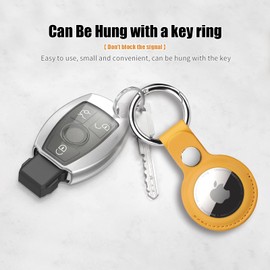 4 Pack Airtag Holder, Air Tag Keychain, PU Leather Airtag Case, Air Tagsmate for Luggage, Comes with Ring Metal Snap Keyring for Luggage, Keys, Pets, Kids Bag