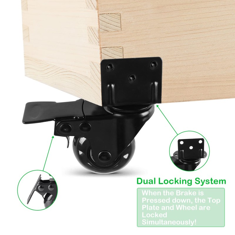 MALLLALA Set of 4 Caster Wheels, 2 inch L-Shaped Bracket