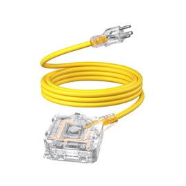 DEWENWILS 10FT Outdoor Heavy Duty Extension Cord, 14 AWG SJTW Power Cord with Dust-Proof & Waterproof Switch, 6 Outlets Transparent Plug Tail for Multiple Devices, 15A/125V/1875W, ETL Listed