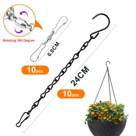 Asaisimg 20 Pieces Plant Hanging Chains Set 10 Pieces 24cm Long Metal Hanging Basket Chains with 10 360 Degree Rotating Hanging Chains for Bird Feeder Wind Chimes