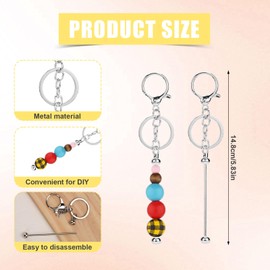 40pcs Beadable Keychain Bars, Metal Beaded Keychain Blank Keychains Key Chain Making Accessories for Craft DIY (Silver)