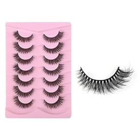 iCovalescent 7 Pairs of Artificial Eyelashes, Natural Eyelashes, Wispy Lashes, Soft Fluffy Eyelashes, Cat Eye Lashes