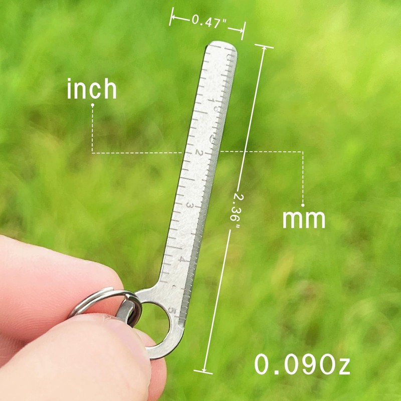 Titanium Ruler, Portable EDC Micro Ruler, Lightweight Keychain Small Ruler,
