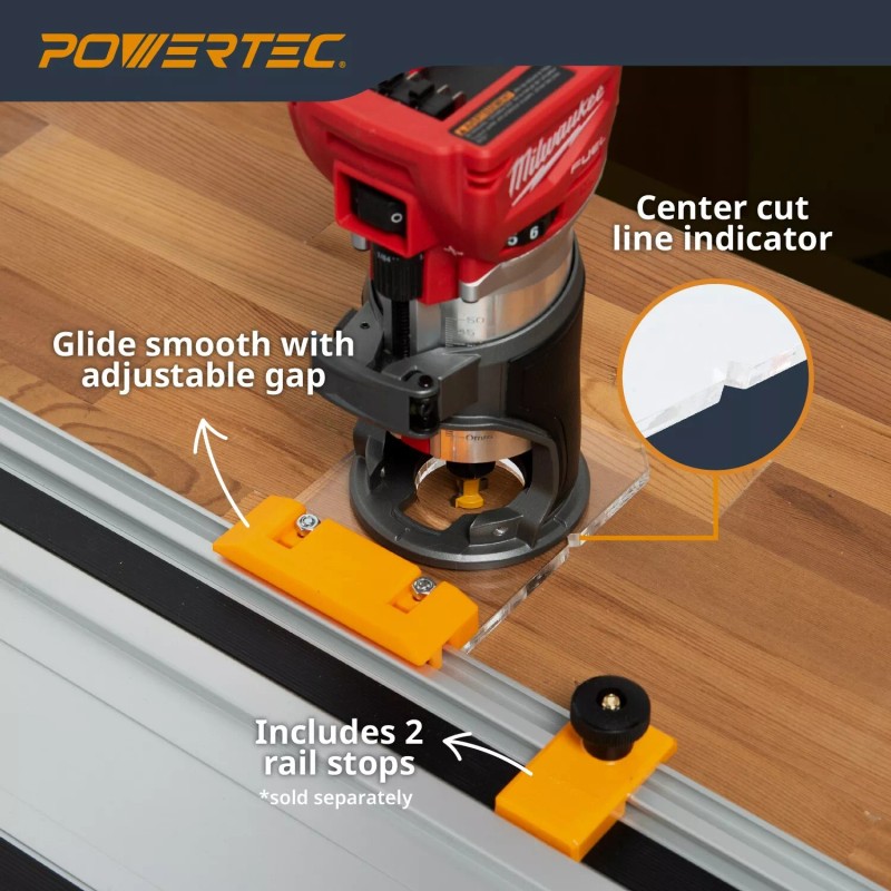 Powertec Router Guide Rail Adapter for Milwaukee M18 Fixed Base