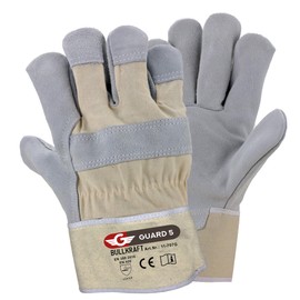 GUARD 5 - Leather Work Gloves 3 Pairs Size 9 / L - Robust Construction and Gardening Gloves - Cowhide Split Leather