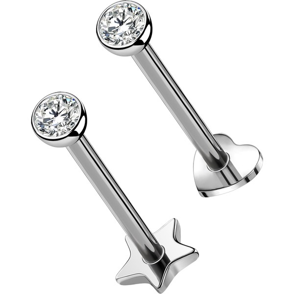 OUFER 2Pcs Conch Piercing Jewelry, 16G G23 Solid Titanium Push