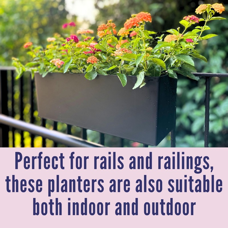 LaLaGreen Rail Planter for Balcony Outdoor (2 Pack, 20 Inch)
