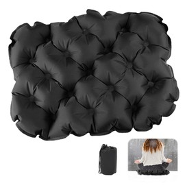 DASIAUTOEM Outdoor Seat Cushion, Inflatable Camping Seat Cushion, Portable Ultralight Travel Cushion, Waterproof Air Cushion for Hiking, Beach, Lawn, Grandstands, Garden, Picnic (Black)