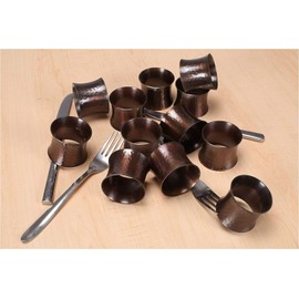 SKAVIJ Handmade Hammered Napkin Rings Set of 12 for Dinner, Party, Daily, Dining Table Decoration, Antique