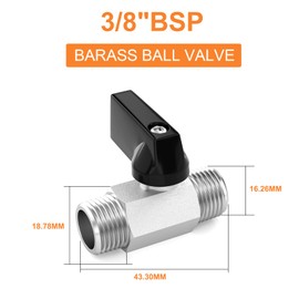 GASHER 3PCS 3/8Inch Mini Brass Ball Valve Shut Off Switch, 3/8 Inch Male x 3/8 Inch Male Thread Pipe Fitting