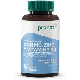 Pronat  Magnesio  Zinc con proteína vegetal - 90 tabletas