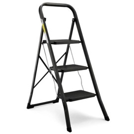 Step Ladder 3-Steps Folding Stool for Adults with Anti-Slip Pedal 330 lbs Capacity for Kitchen Home Black