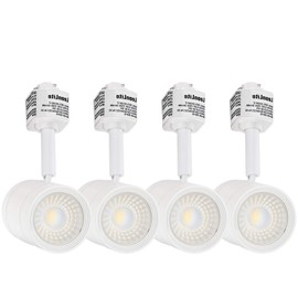 LEONLITE Dimmable LED Track Lighting Heads, Compatible with Single Circuit H Track Light Rail, 550lm, 8.5W(50W Eqv.), CRI90, 120V, ETL & ES Listed, 2700K Soft White, 5 Years Warranty, Pack of 4, White
