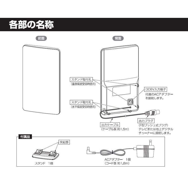 マスプロ電工 家庭用UHF卓上アンテナ ブースター内蔵型 ブラック UTA2B(BK)