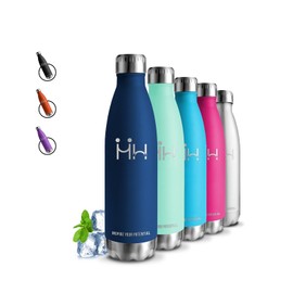 Grsta Drinking Bottle, 500 ml, Stainless Steel Drinking Bottle with Straw, BPA-Free, Leak-Proof, Double-Walled Vacuum Insulated, Metal Drinking Bottle, for School, Travel, Office