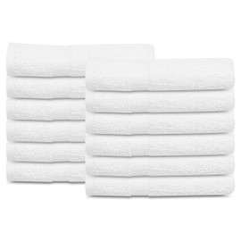 GOLD TEXTILES 24 PCS New White 20X40 Cotton Blend Economy Bath Towels Soft & Quick Dry Salon Hair Towel-Gym Towel (2 Dozen)