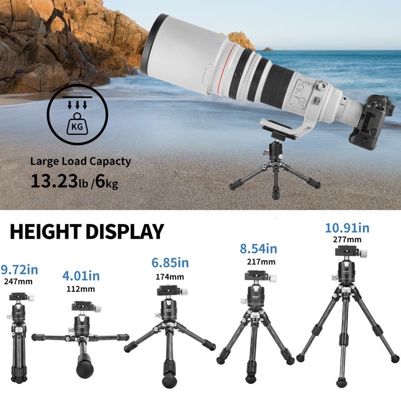 CAVIX Travel Mini Tripod with 360° Ballhead Lightweight Portable Compact