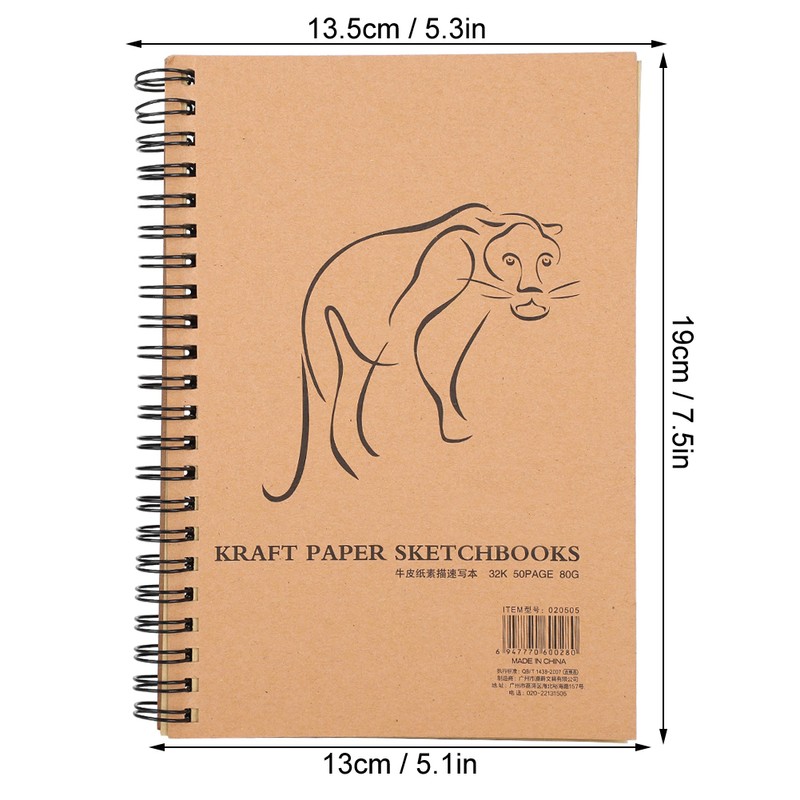 4Pcs Kraft Paper Sketchbook Retro Sketch Pad HandPainted Thick Art