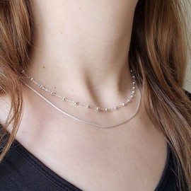 Waitsoul 925 Sterling Silver Square Foxtail Box Chain Lobster Clasp 2mm Silver Franco Chain for Men Women Silver Necklace Chain 30 Inche