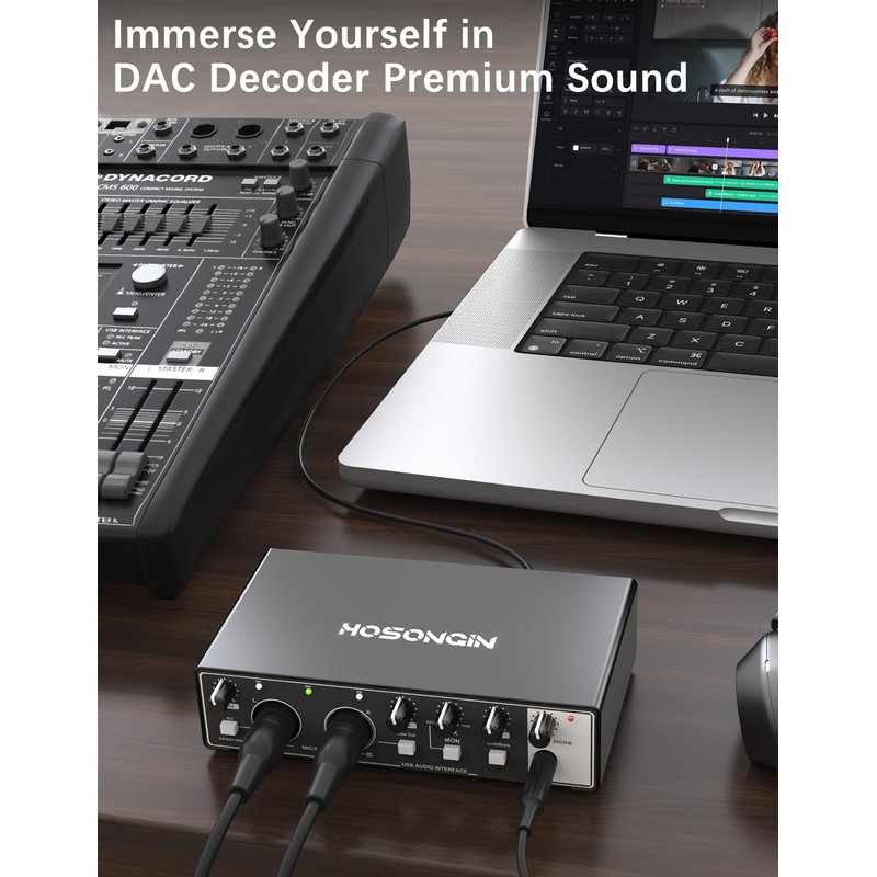 HOSONGIN USB Audio Interface for PC and Mac Recording Music,