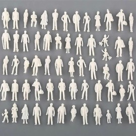 XIAOBUU 100 Pcs 1:75 New White Unpainted Character Models, Miniature Scenes Of Characters Standing At The Railway Station, Doll House Of Miniature Scenes Of Characters Standing