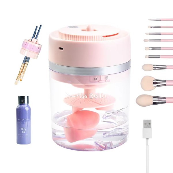 Electric Makeup Brush Cleaner Dryer Machine, USB Charging Portable Automatic Cosmetics Brushes Makeup Sponges Washing Cleaning Self-Drying Machine, BBC02-Pro