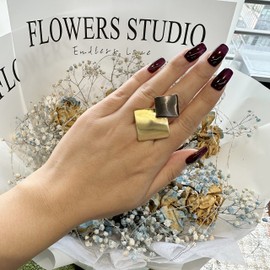 Mytys Black Rings for Women, Marcasite Statement Vintage Cocktail Statement Silver Chunky Crystal Antique Big Black Onyx Stone Rings (Link G, 9)