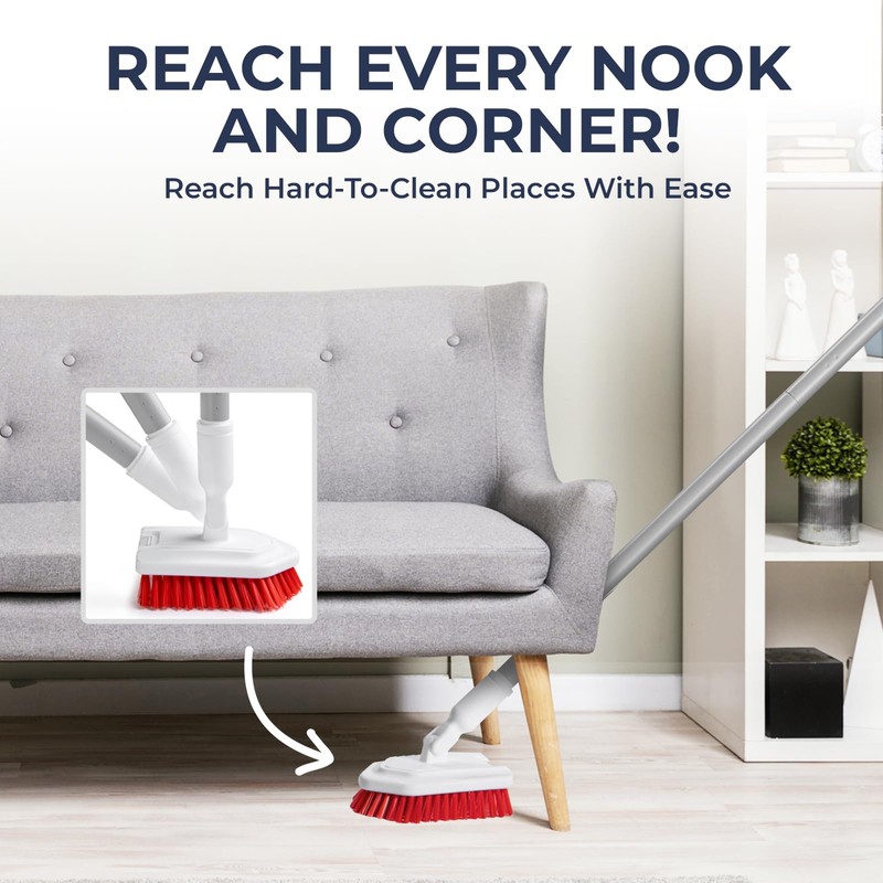 Shower Scrubber with Long Handle, Stiff Bristles Grout-Brush, Tub Scrub-Brush