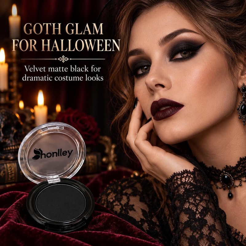 Single Black Eyeshadow Pressed Powder Compact Halloween Makeup