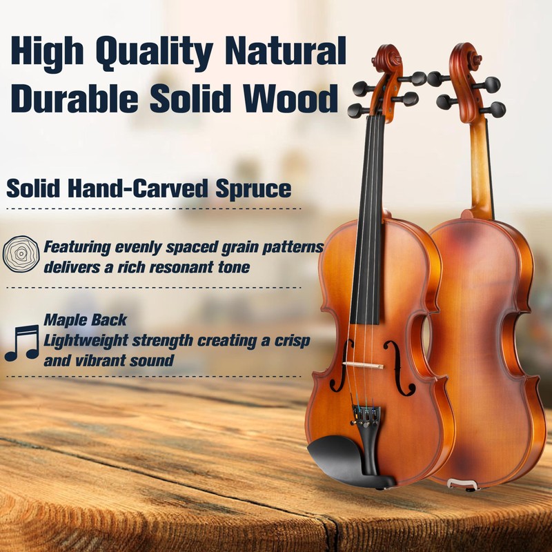 Mendini by Cecilio 12-Inch Solid Wood Viola Set for Beginners