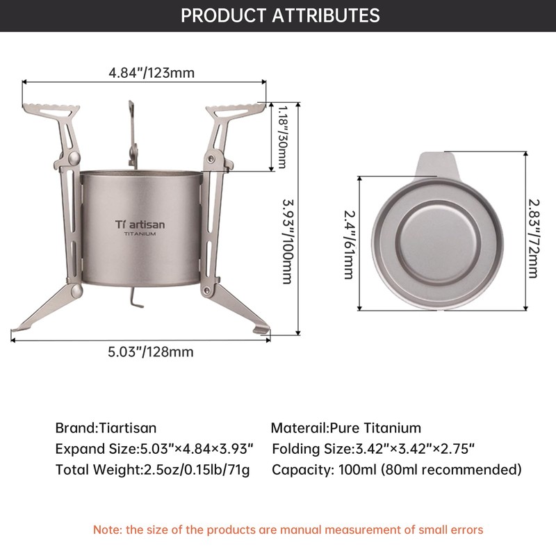 Ti artisan Titanium Alcohol Stove with Foldable Stand Cover Storage