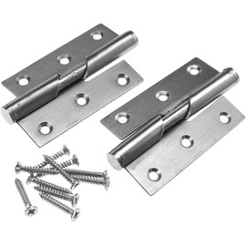 2Pair of Heavy Duty Stainless Steel Door Hinges 3 Inch (75mm) - Lift-Off Rising Butt Hinge for Internal/External Wood Doors - Small Hinges for Wood, Stainless Steel Hinge (3 Inch Left Handed)
