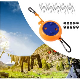 Retractable Camping Clothesline, Adjustable Travel Laundry Rope, Heavy Duty Washing Line with 20 Clothespins & 10 Stoppers for Indoor/Outdoor, Camping, Travel, Courtyard, 26ft